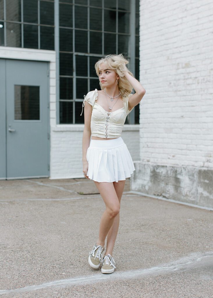 White backdrop at Northeast Mpls Senior Session