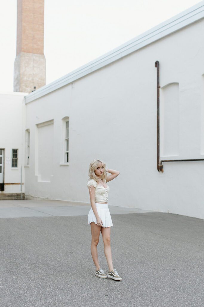 White backdrop at Northeast Mpls Senior Session